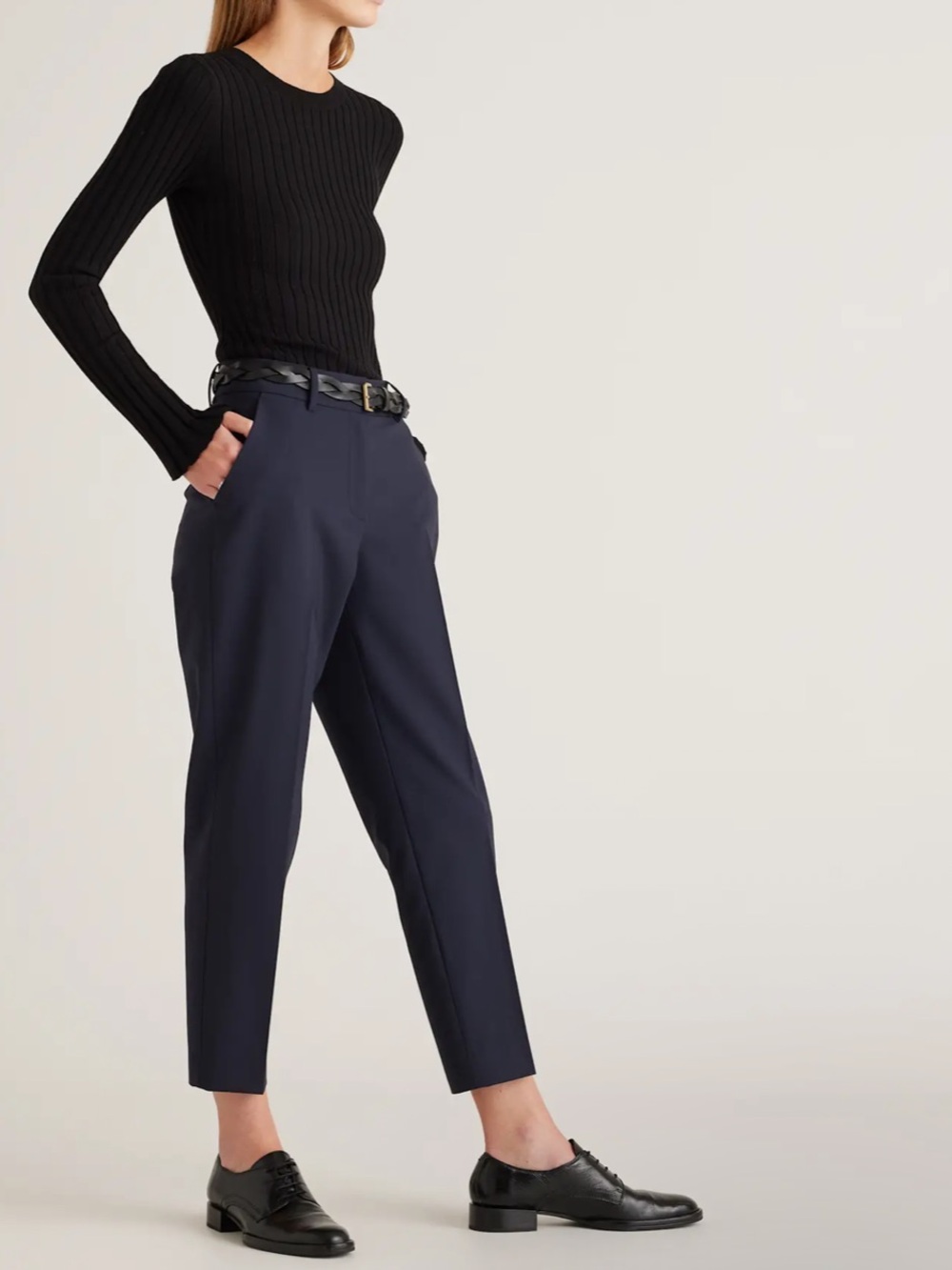 Quince Premium Italian Wool Slim Leg Ankle Pants Navy Blue Size 14